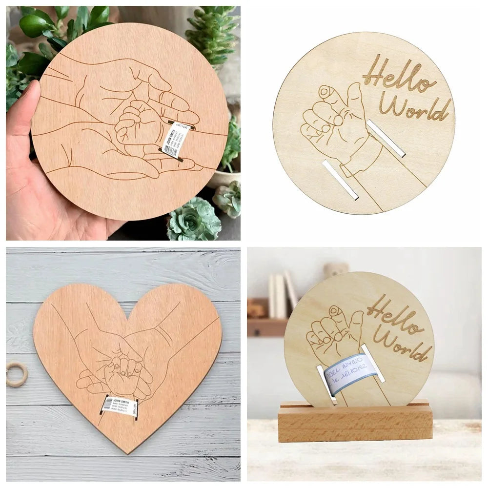 KleinGeluk® | Houten Herinneringsbordje – Bewaar het Ziekenhuisbandje van je Baby met Liefde