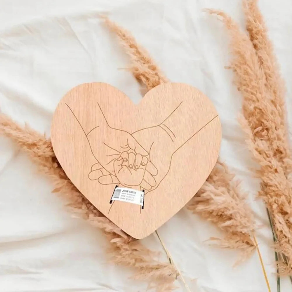 KleinGeluk® | Houten Herinneringsbordje – Bewaar het Ziekenhuisbandje van je Baby met Liefde
